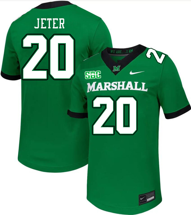 Men #20 TaShawn Jeter Marshall Thundering Herd SBC Conference College Football Jerseys Stitched-Gree